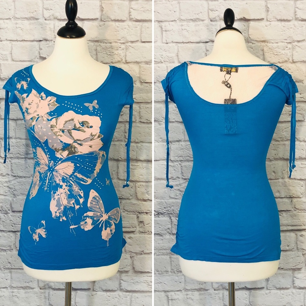 VO Jeans | Graphic Tee with Lace Back Detail